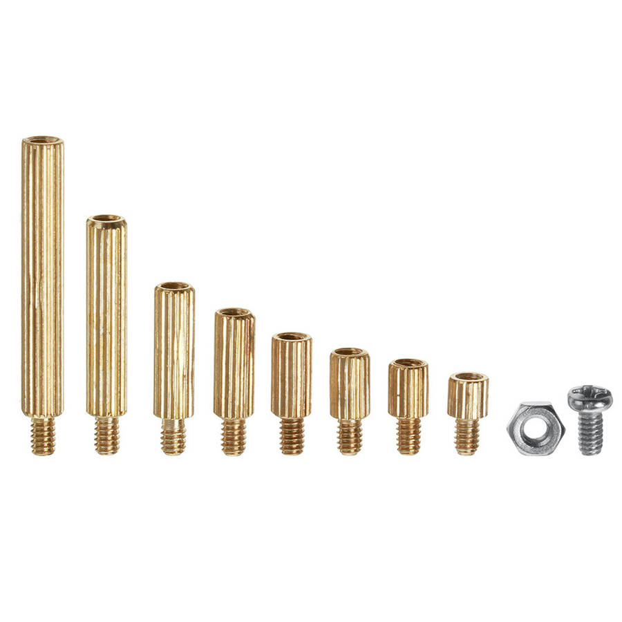 AOQDQDQD 260Pcs M2 PCB Threaded Brass Male Female Standoff Spacer Board Hex Screws Nut Assortment Bo
