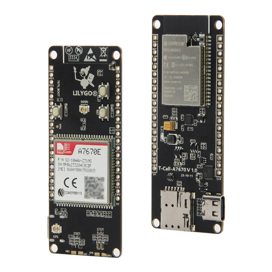 Black - LILYGO T-Call A7670 4G 2G ESP32 Development Board A7670E LTE GSM Cellular Network ESP32-WROV