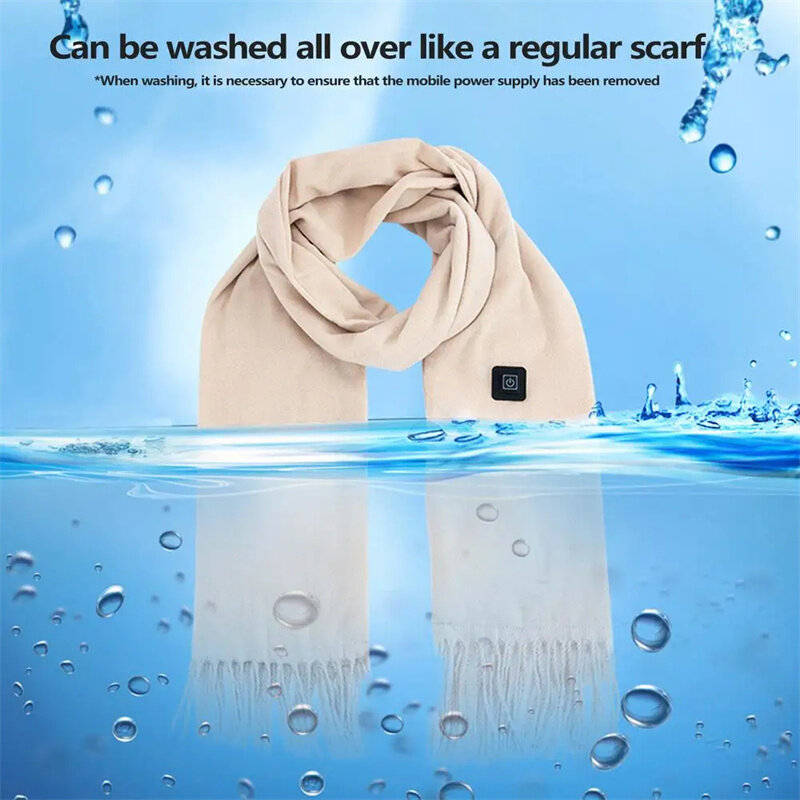 Black - TENGOO Electric Heated Scarf Neck USB Charging Heating Pad 3 Temperature Adjustable Heating