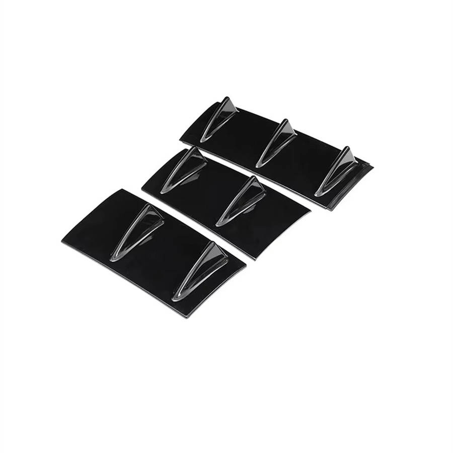 Gloss Black - 3pcs Set Spoiler General Shark Fin Kit Three-Section Universal Car Rear Bumper Lip 7-F