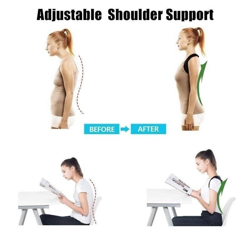 Black - Adjustable Back Support Invisible Shoulder Posture Corrector Unisex Spine Neck Health Correc