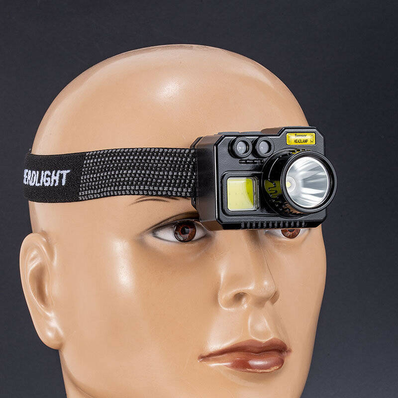 Black - Outdoor Super Bright Multi-function Fishing Intelligent Sensing Headlamp Rechargeable Long B