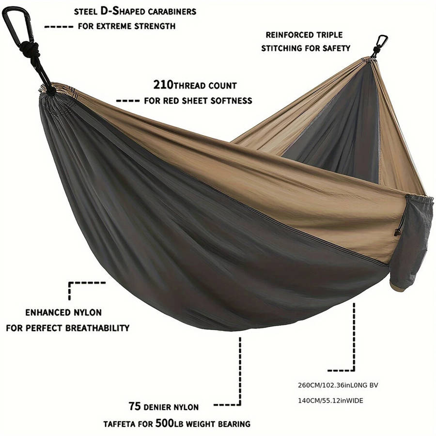 Black - IPRee Portable Parachute Hammock 270x140cm Camping Survival Outdoor Indoor Hammock for Backy