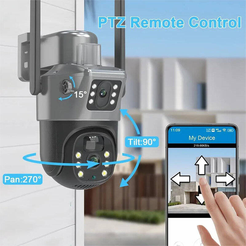 Gray - V380 4G Solar Dual-Lens Security Camera 4MP IP66 Weatherproof 12000mAh Battery Two-Way Audio