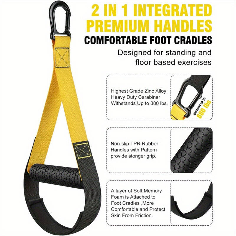 Black - 400kg Max Capacity 2.1m Length Resistance Band Set with Handles and Door Anchor Home Gym Ful