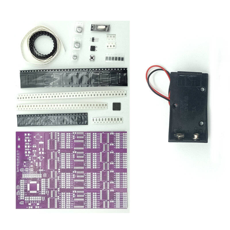With Battery Holder - SMD Components Soldering Practice Test Kit 300 Pieces LED Circuit Board FR-4 P