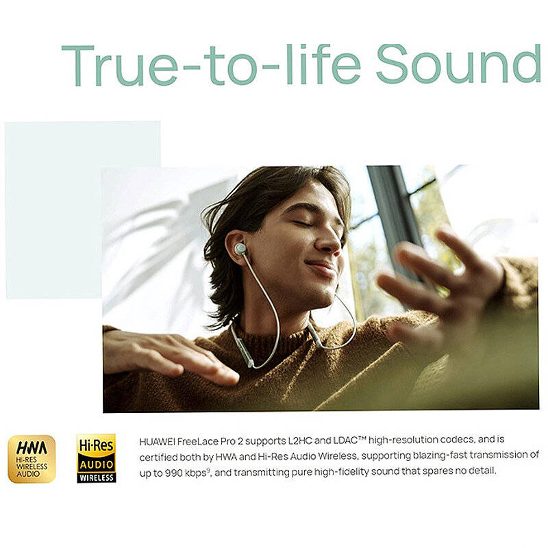 Black - Huawei Freelace Pro 2 Wireless Earphone bluetooth Earphone Neckband ANC HWA Hi-Res Audio 5-M