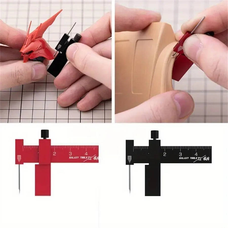 Black - Isometric Parallel Marker Adjustable T-square Mini Carving Ruler Aluminum Alloy SKH-51 Steel