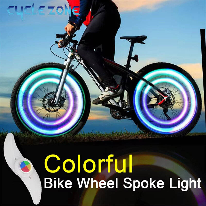 1 Pc - BIKIGHT LED Bicycle Wheel Tire Colorful Light Waterproof Willow Shape Bicycle Tyre Flash Deco