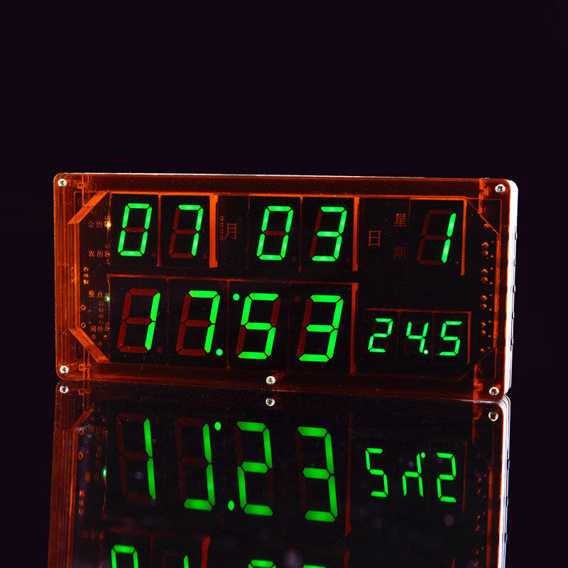 Finished product - Large Screen Voice Clock Kit Date Weekday Time Temperature Display High Accuracy