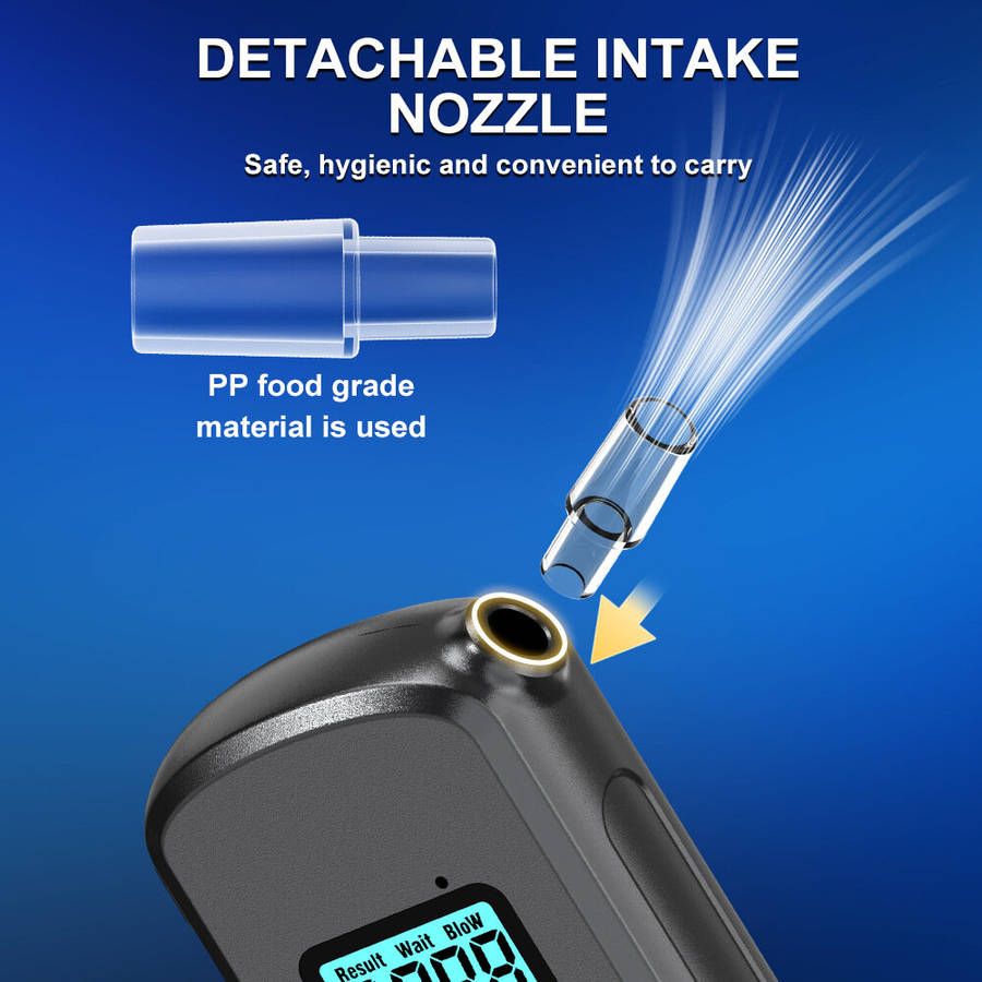 Black - Portable Car Breathalyzer High-Accuracy LCD Digital Display Personal Alcohol Tester