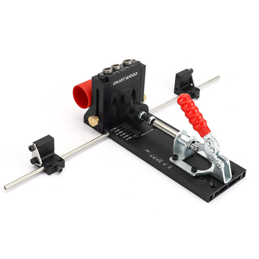 ENJOYWOOD XK4 PRO MAX Pocket Hole Jig Aluminum Alloy Adjustable Woodworking Drill Guide with Stabili