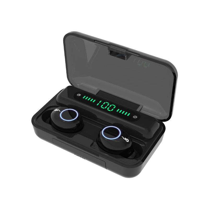 (Type A)F9 bluetooth 5.0 TWS Earbuds Headphone CVC8.0 Digital Display Waterproof Handsfree In-ea...