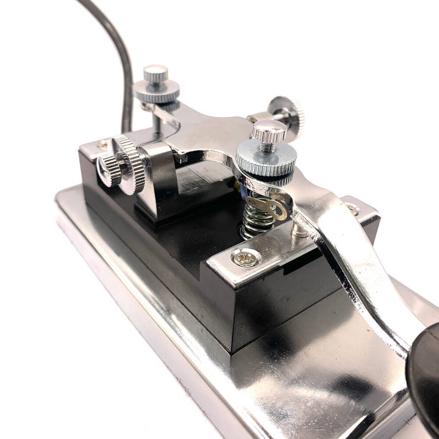Silver - K4 Morse Code Key Stainless Steel Manual CW Keyer 0.8kg Heavy Stable Design Upgraded 3.5mm