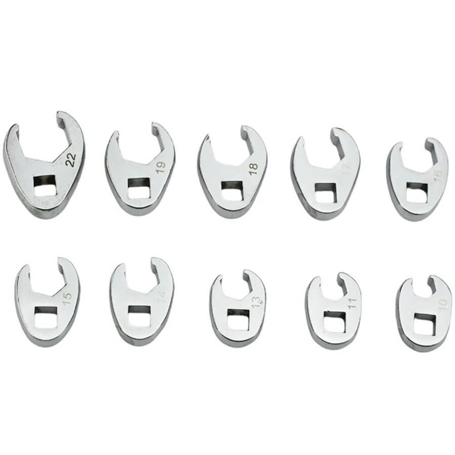 10PCS 3/8Inch Drive Crowfoot Wrench 10 To 22mm Metric SAE Imperial Chrome Plated Foot Open End Spann