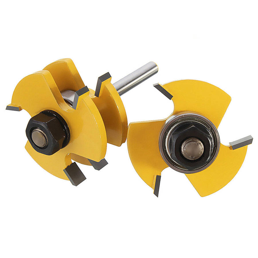 Drillpro 2 pc 6mm 1/4 inch Shank high quality Joint Assembly Router Bit Set T-shape Wood Milling Cut