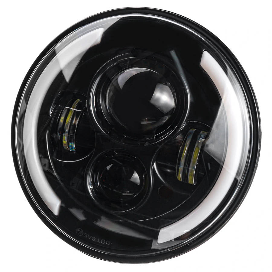 1Pcs 7 Inch Round LED Headlight Hi/Low Beam Halo Angle Eye