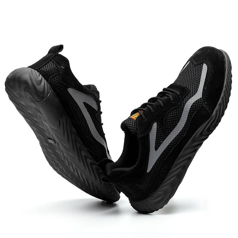 AtreGo Mens Steel Toe Safety Shoes Breathable Work Boots Outdoor Hikng Sneakers