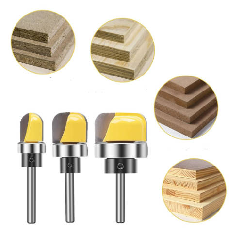 1/4 Inch - 3pcs Multi size Shank Round Nose Bits With Bearing Router Bits Carbide Cutters Woodworkin