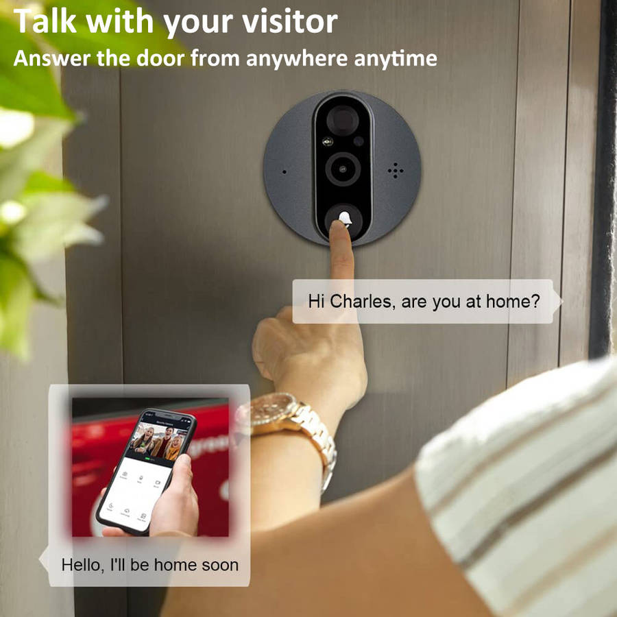Tuya Smart WiFi 4.3" LCD Digital Peephole Door Viewer Camera 1080P 5000mAh PIR Motion Detection Two-