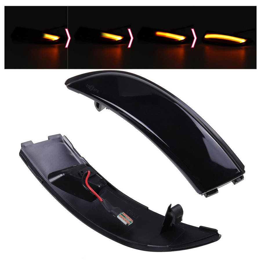 LED Dynamic Side Door Wing Mirror Indicator Lights Turn Lamps Smoked Black for Ford Fiesta B-Max 200