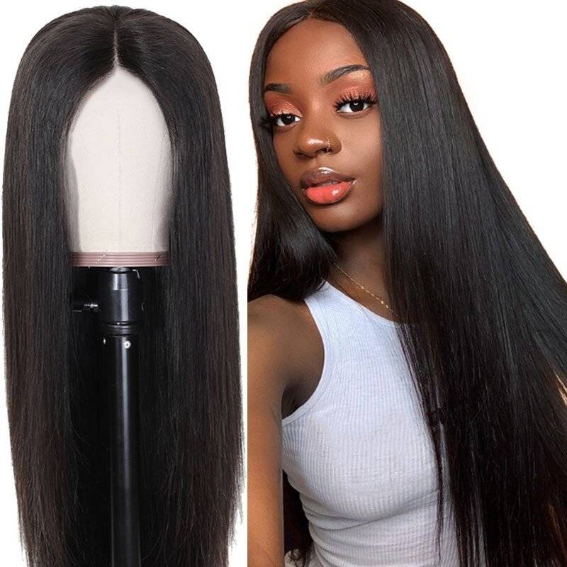 Straight Lace Wig Front Human Hair Wigs 5x5 Malaysian Straight Closure Wigs Long Stra...-(Color1 #1)