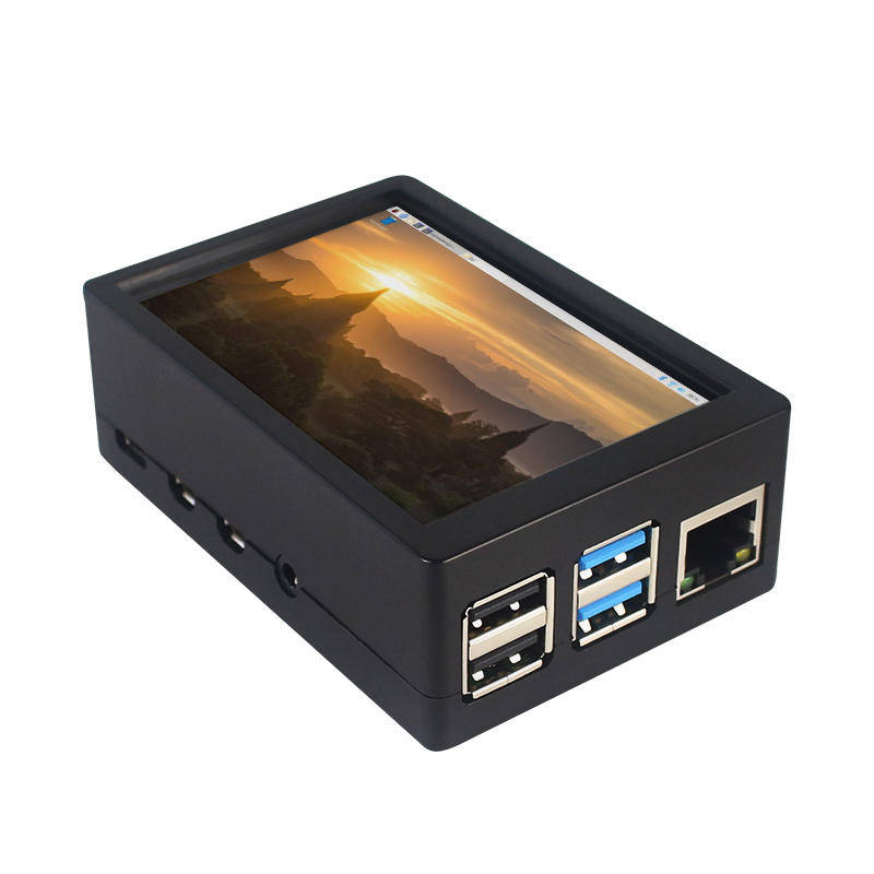 Black - 3.5inch TFT 480*320 50FPS Touch Screen Display ABS Case Kit for Raspberry Pi 4B