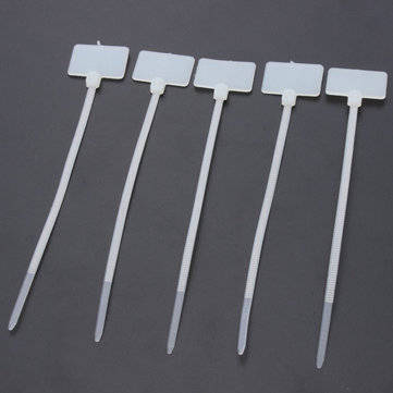 100pcs White Nylon Zip Cable Tie Label Strap Strip With Marking Tag 3X100mm