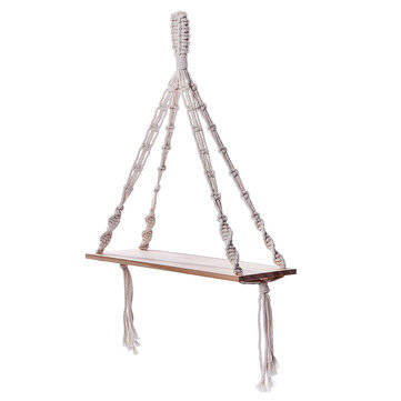 Bohemia Macrame Woven Wood Mount Shelf Tapestry Tassel Wall Hanging Storage Rack Home Office Decorat