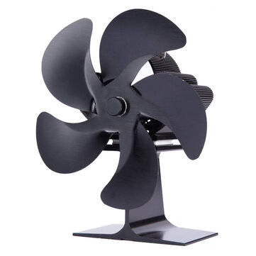Quiet 210CFM 5 Blades Stove Fan Heat Powered Saving Fireplace Ecofan Burner (COLOR: BLACK)