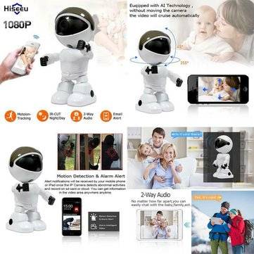 Hiseeu 2Mp/1.3Mp HD Wireless IP Camera Wi-Fi Robot Camera 1080P Wifi Night Vision EU Plug