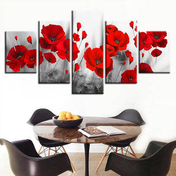 5Pcs Red Rose Horses Canvas Paintings Wall Decorative Print Art Pictures Frameless Wall Hanging Deco