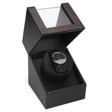 Automatic Watch Winder Carbon Fiber Jewelry Storage Case Watch Winder Display Box (COLOR: BLACK)