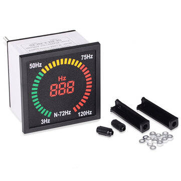 N-72HZ 3~120Hz 68mm Hole Size Digital Frequency Meter 73mm Square Panel LED Display Electrical Hertz