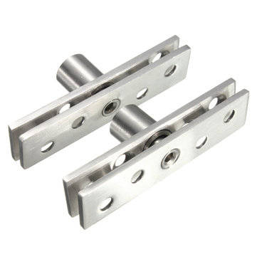 2pcs 360 Degree Door Pivot Hinge Hardware Silver 74mm Length