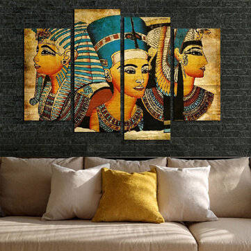 4Pcs Canvas Print Paintings Egyptian Pharaoh Oil Painting Wall Decorative Printing Art Picture Frame