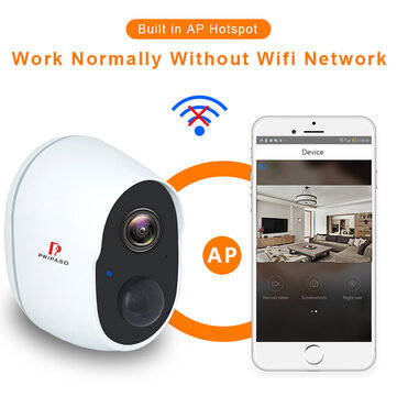 Pripaso 1080P Wireless Battery Powered IP CCTV Camera Outdoor  Indoor Home Waterproof Security Recha