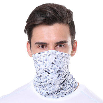 PODOM UV Protection Ice Silk Cooling Scarf  Windproof UV Protection Neckerchi... (COLOR.: GREYWHITE)