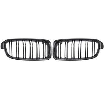 Pair Carbon Fiber Look Front Bumper Grill Grille For BMW 3 F30 F31 F35 2012-2018