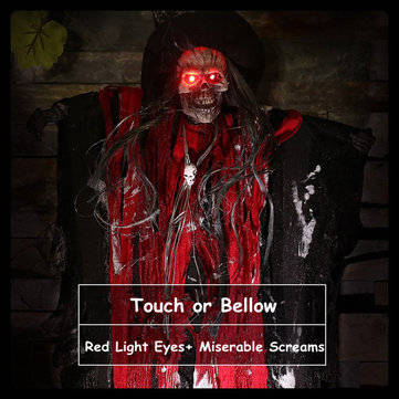 Halloween Hanging Ghost Witch Voice Red Light Eyes Party Decoration Toys Supplies