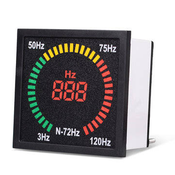 N-72HZ 3~120Hz 68mm Hole Size Digital Frequency Meter 73mm Square Panel LED Display Electrical Hertz
