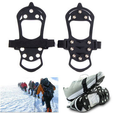 Outdoor Snow Ice Gripper 10 Nails Ice Snow Crampons Strap Climbing Cleats Spikes Non S... (SIZE: XL)