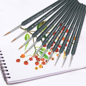 10pcs Hook Line Pen Set Watercolor Brush Painting Set Fine Detail Art Brush Painting Stationery Scho