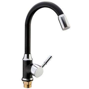 Black Plating Kitchen Sink Hot Cold Faucet Single Handle LED 3 Colors Changing Basin Mixer Tap