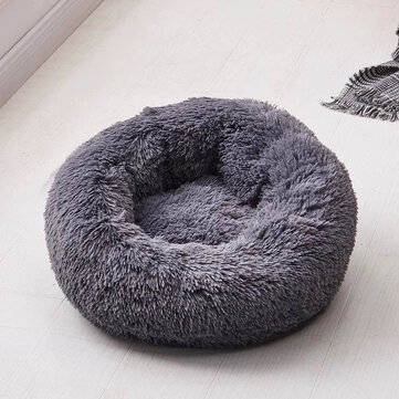 Long Plush Soft Warm Pet Dog Cat Round Deep Sleeping Mat Bed Hous... (SIZE: 100CM | COLOR: DARKGREY)