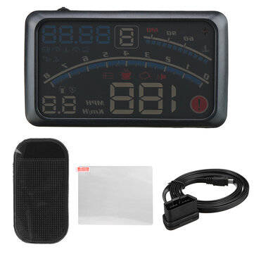 5.5 Inch Car HUD Head Up Display Windshield Projector OBD2 EUOBD Speed RPM Water Temperature Voice A