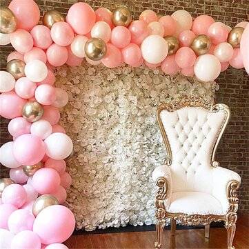 112Pcs Balloon Garland Arched Set Pink White Golden Balloon Bag For Girl Birthday Baby Shower Single