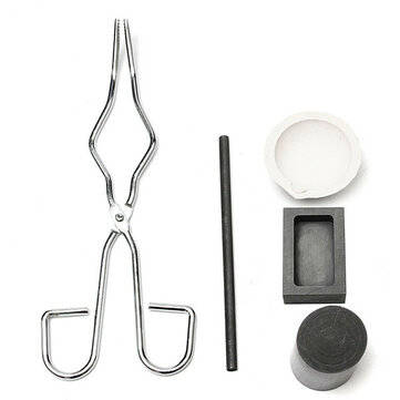 Torch Melting Kit Gold & Silver Crucible Tong Rod Graphite Stirring Ingot Mold Set