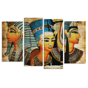 4Pcs Canvas Print Paintings Egyptian Pharaoh Oil Painting Wall Decorative Printing Art Picture Frame