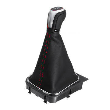6 Speed Gear Shift Knob & Leather Boot Cover For Volkswagen VW Golf 5 6 MK5 MK6